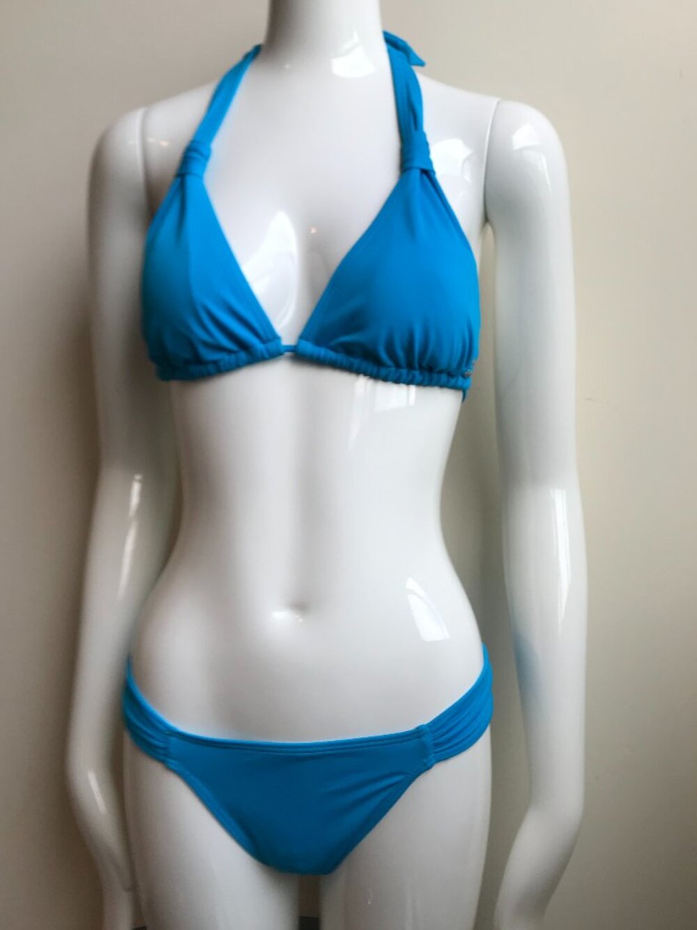 Billabong BLUE CRUSH era Vintage bikini solid blue halter top set RARE